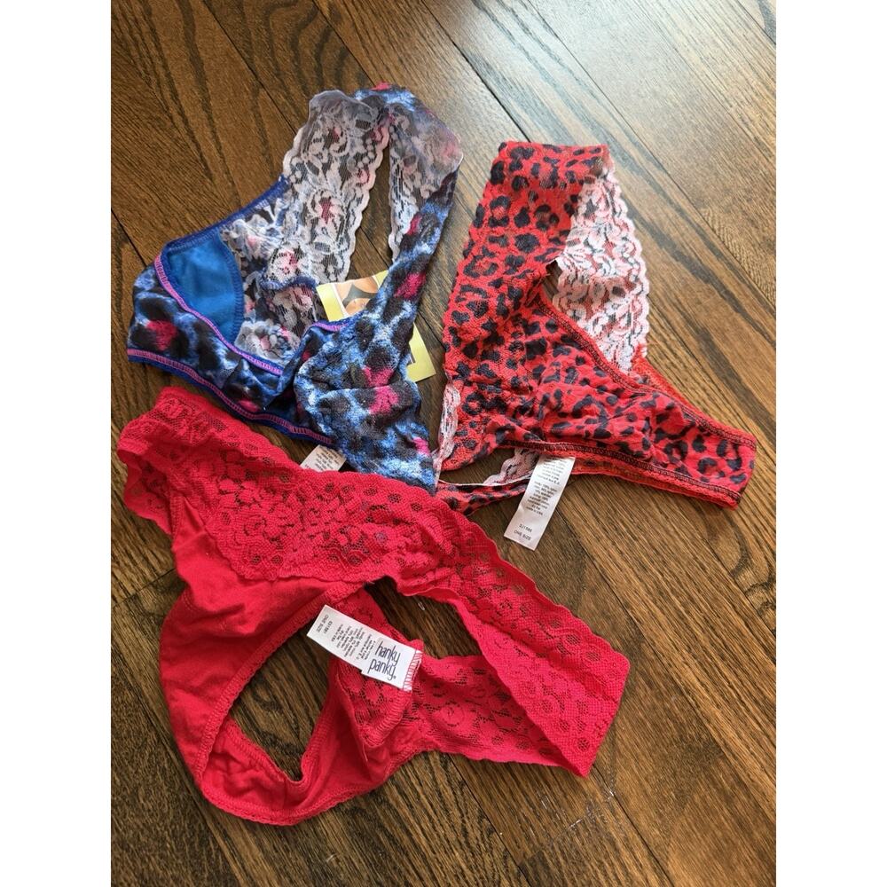 Hanky Panky 3 Pack Lacey Thongs One Size NWT